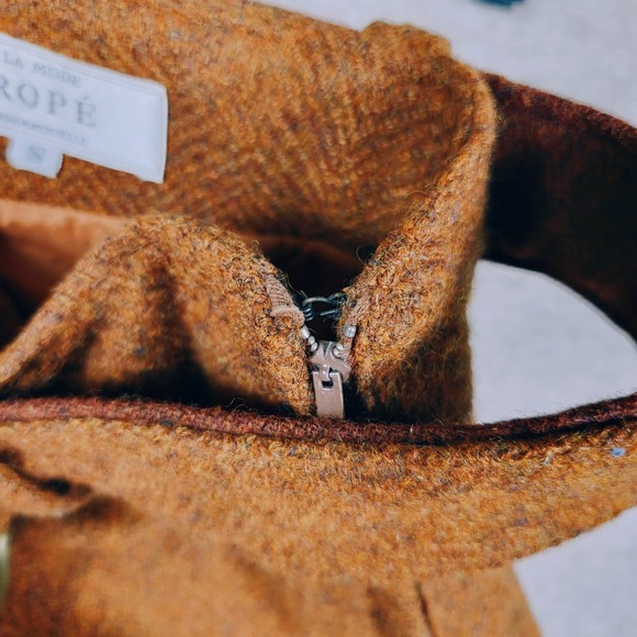 1970s Wool Mini Skirt Brown Small Dark Academia Library‎ Preppy Feminine Skirt - Picture 10 of 15